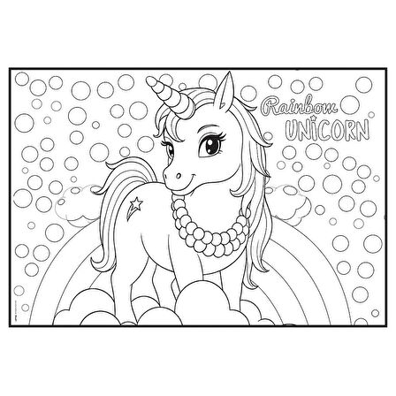Rainbow Unicorn Boyama Aktiviteli Parti Sunumu 8li