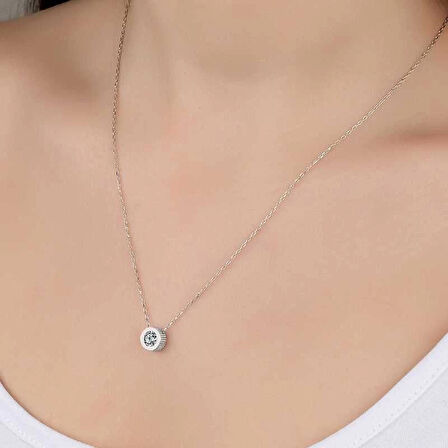 Supertrend Swa Taşlı Gümüş Çember Tektaş Kadın Kolye