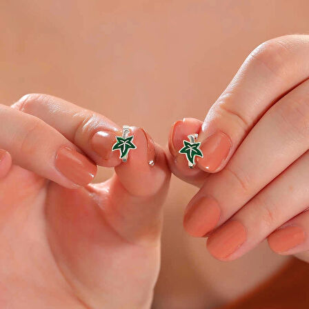 Supertrend Gümüş Çınar Yaprağı Çocuk Küpesi