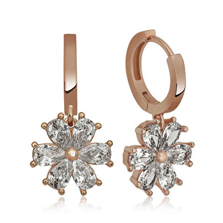 Supertrend Gümüş Beyaz Çiçek Kadın Küpe