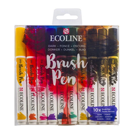 Supertrend Ecoline Brush Pen Fırça Uçlu Kalem Seti 10 Renk DARK COLOURS