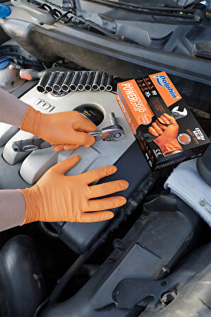 Supertrend PowerGrip Ekstra Kalın Turuncu Nitril Eldiven Elmas Dokulu XL 50 Adet x 20 Paket - Koli