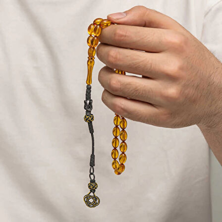 Supertrend Gümüş Kazaz Püsküllü Sıkma Kehribar Tesbih