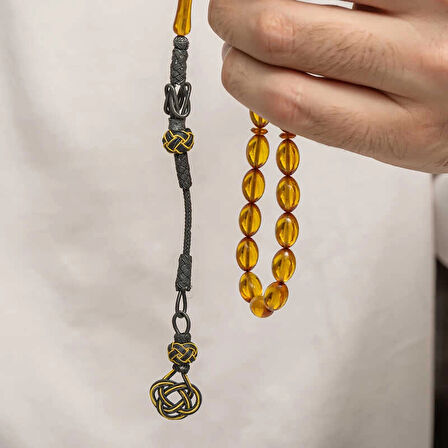 Supertrend Gümüş Kazaz Püsküllü Sıkma Kehribar Tesbih