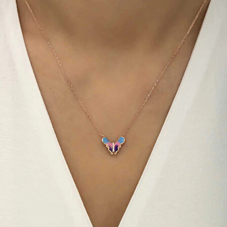 Supertrend Gümüş Rose Minimal Kelebek Kadın Kolye