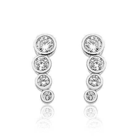 Supertrend Gümüş 4 Taş Kadın Küpe