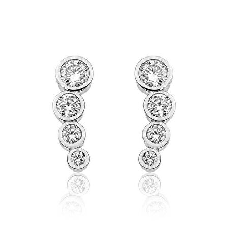 Supertrend Gümüş 4 Taş Kadın Küpe