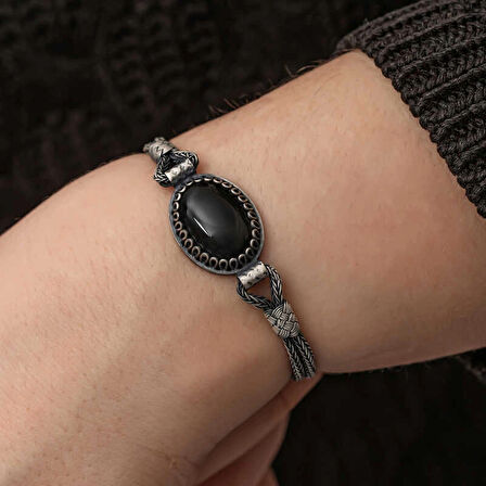 Supertrend Gümüş Oniks Taşlı Kazaziye Bileklik