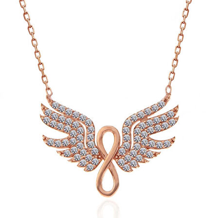 Supertrend Gümüş Rose Melek Kanadı Sonsuzluk Kadın Kolye
