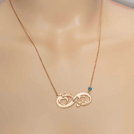 Supertrend ​gümüş Rose Kalpli Sonsuzluk İsimli Kolye