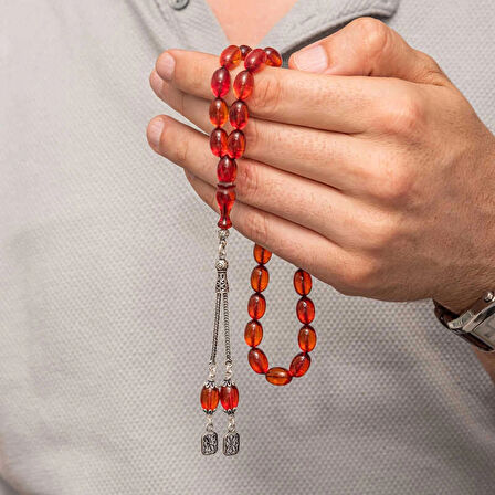 Supertrend Gümüş Püsküllü Ateş Kehribar Tesbih