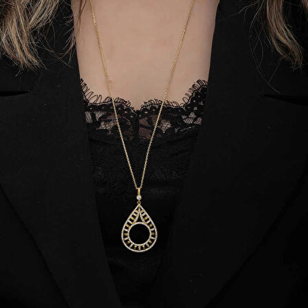 Supertrend Gümüş Gold Kaplama Damla Çeyrek Takılabilen Kadın Kolye