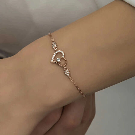 Supertrend Gümüş Rose Kalpli Tektaş Kadın Bileklik