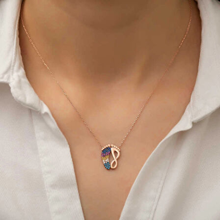 Supertrend Gümüş Rose Ayak İzi Kadın Kolye