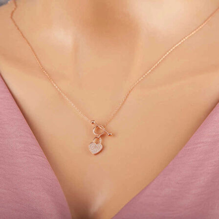 Supertrend Gümüş Rose Sallantılı Kalp Kadın Kolye