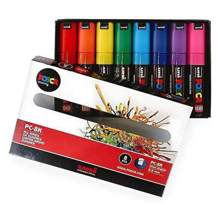 Supertrend Posca PC-8K 8.0 Su Bazlı Boyama Markörü Seti Ana Renkler 8 RENK