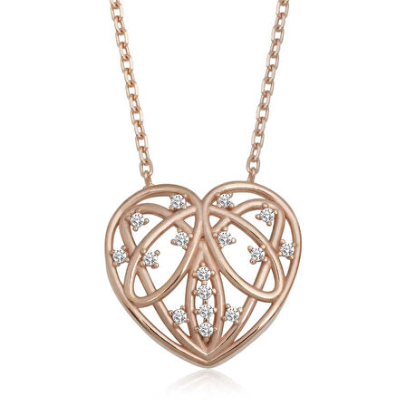 Supertrend Gümüş Rose Bombeli Kalp Kadın Kolye