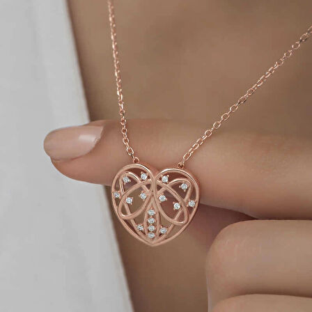 Supertrend Gümüş Rose Bombeli Kalp Kadın Kolye