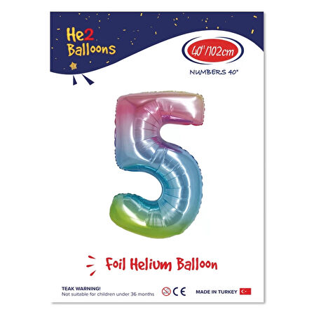 5 Rakam Rainbow Folyo Balon 40"