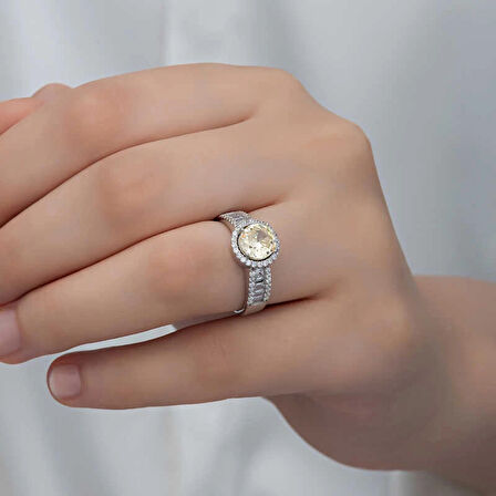 Supertrend Gümüş Sarı Tek Taş Kadın Yüzük