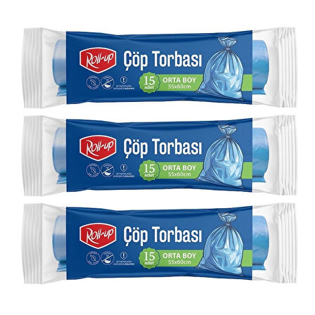 Supertrend Çöp Torbası Orta 55x60cm 15 Adet x 3 Paket