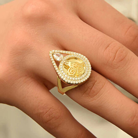 Supertrend Gümüş Gold Tuğralı Kadın Yüzük