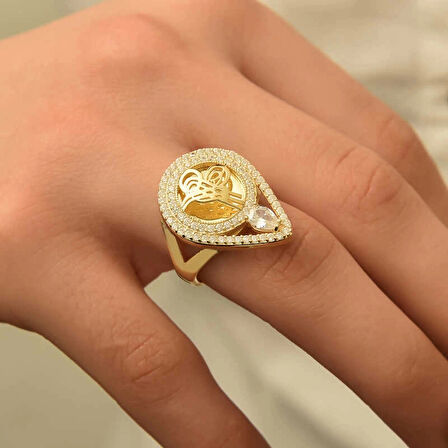 Supertrend Gümüş Gold Tuğralı Kadın Yüzük