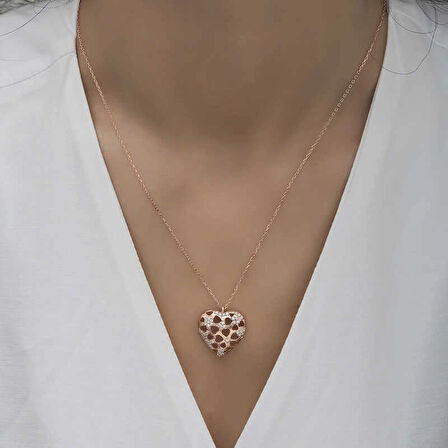 Supertrend Gümüş Rose Bombeli Kalp Kadın Kolye