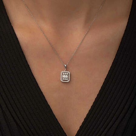 Supertrend Gümüş Baget Taşlı Kadın Kolye