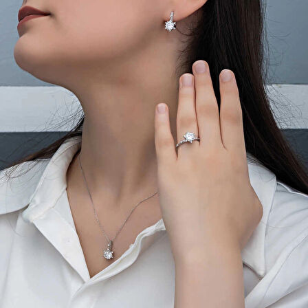 Supertrend ​gümüş Çiçek Desenli Kadın Set