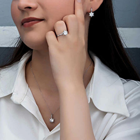 Supertrend ​gümüş Çiçek Desenli Kadın Set