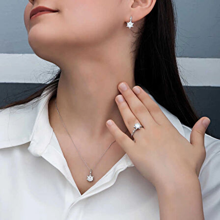 Supertrend ​gümüş Çiçek Desenli Kadın Set