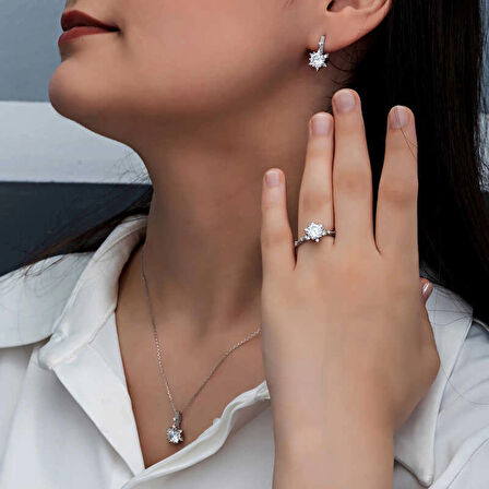 Supertrend ​gümüş Çiçek Desenli Kadın Set