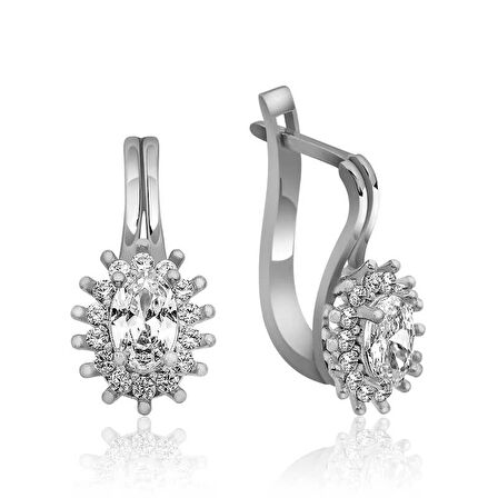 Supertrend Gümüş Mengeçli Oval Kesim Küpe