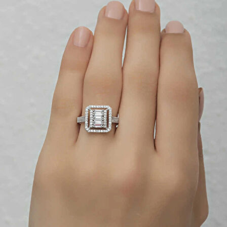 Supertrend Gümüş Baget Kesim Kadın Yüzük