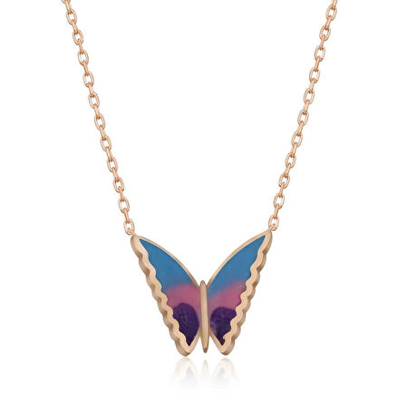 Supertrend Gümüş Rose Minimal Kelebek Kadın Kolye