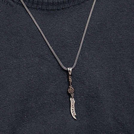 Supertrend Gümüş Desenli Zülfikar Kılıcı Erkek Kolye