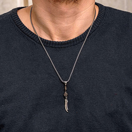 Supertrend Gümüş Desenli Zülfikar Kılıcı Erkek Kolye