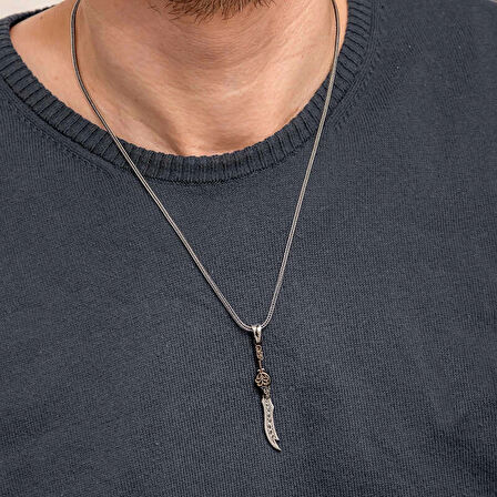 Supertrend Gümüş Desenli Zülfikar Kılıcı Erkek Kolye