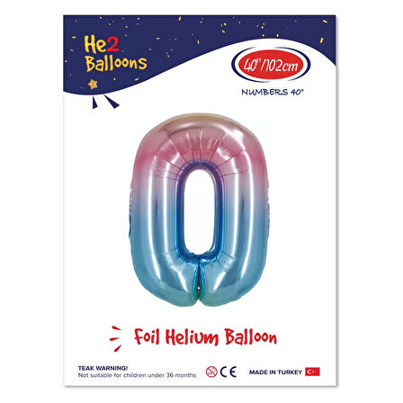 0 Rakam Rainbow Folyo Balon 40"