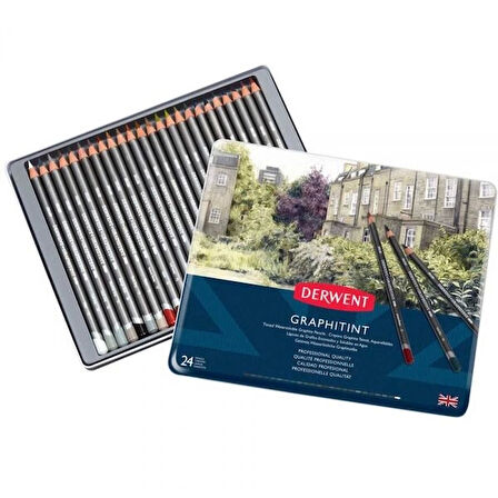 Supertrend Graphitint Suda Çözünebilen Renkli Eskiz Çizim Kalemi Seti 24'lü Teneke Kutu