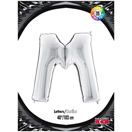 M Harf Gümüş Folyo Balon 40"