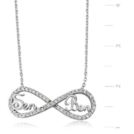 Supertrend Gümüş Sen Ben Yazılı Sonsuzluk Kadın Kolye
