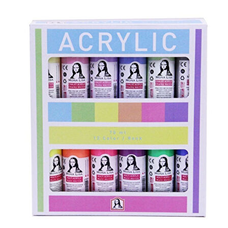 Supertrend Mona Lisa Akrilik Boya Seti 12 Renk x 70 ml. (Chalky + Neon)