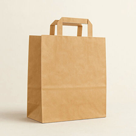 Düz Dıştan Saplı Kraft Çanta 18 x 24 x 8cm 200lü