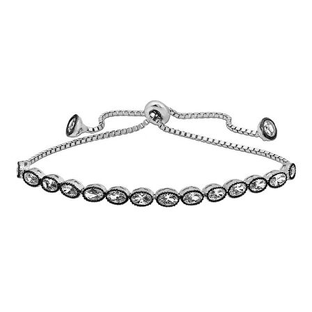 Supertrend Gümüş Oval Kesim Elmas Montür Asansör Bileklik