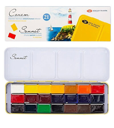 Supertrend Sonnet Tam Tablet Sulu Boya Seti 21 Renk Metal Kutu