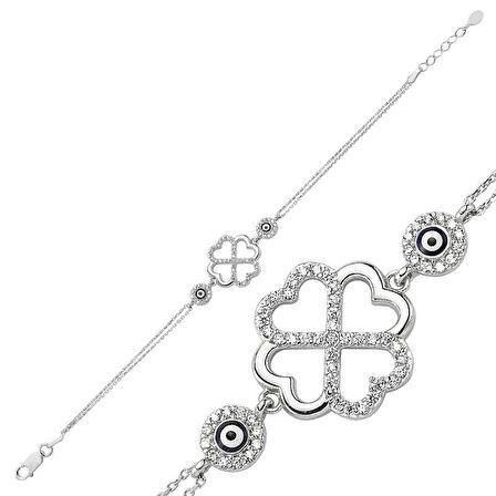 Supertrend Gümüş Kalpli Yonca Kadın Bileklik