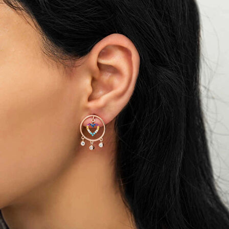 Supertrend Gümüş Kalpli Halka Kadın Küpe