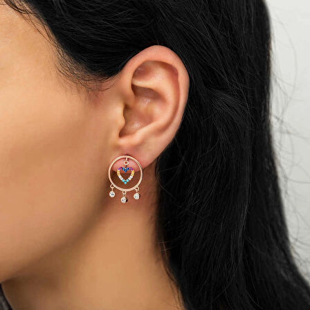 Supertrend Gümüş Kalpli Halka Kadın Küpe